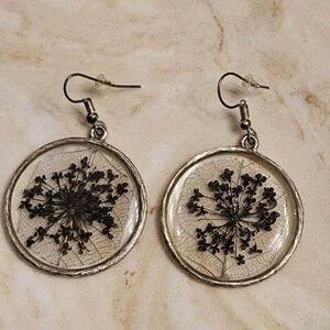 Round Pressed Flowers Resin Earrings